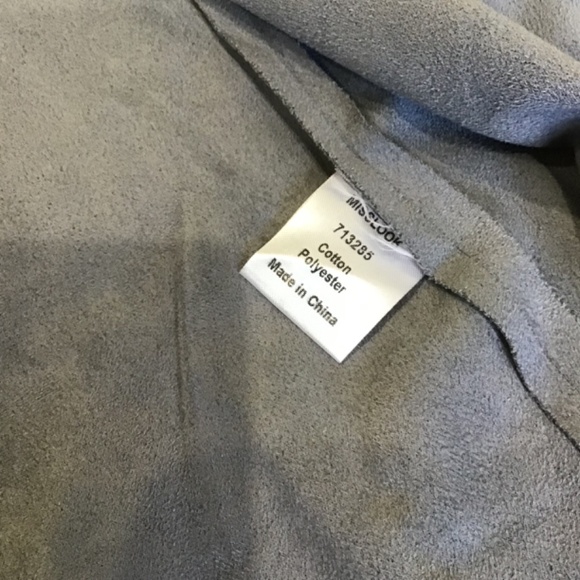 MissLook Women Size Med Faux Suede Slate Gray Drape Jacket Blazer Open Front - Picture 9 of 9